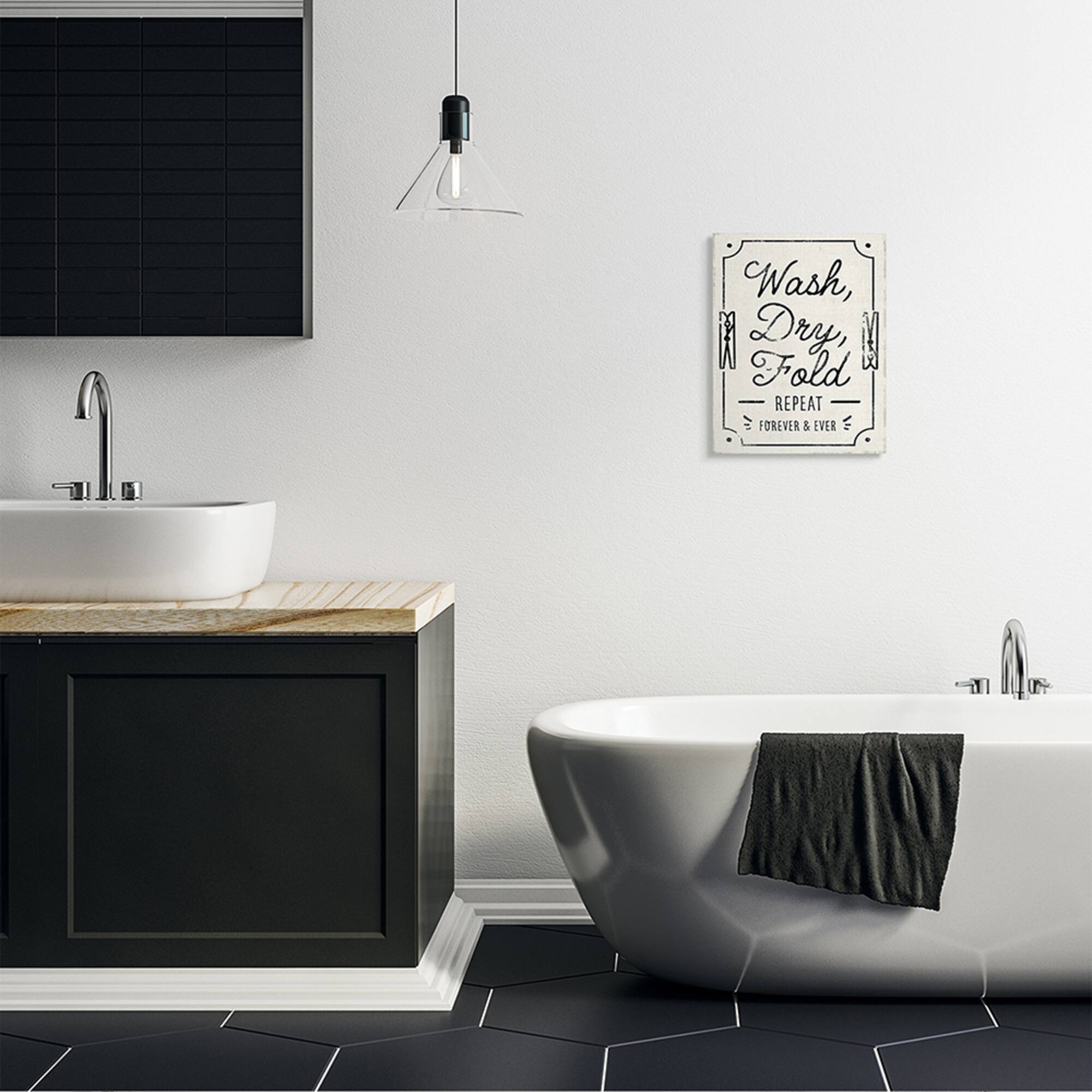 Stupell Industries Charming Retro Laundry Wash Dry Fold Repeat Canvas Wall Art